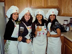 My college friends and me cooking up a storm!